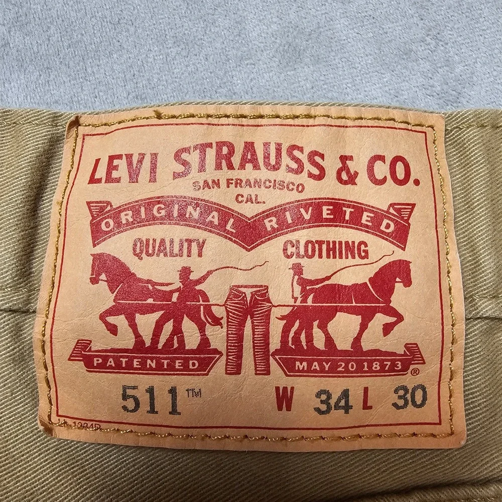 Levis 511‎ Slim Fit Khaki Tan Chino Pants Mens 34x30 51185-0044